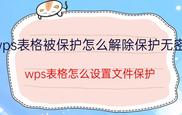 wps表格被保护怎么解除保护无密码 wps表格怎么设置文件保护？